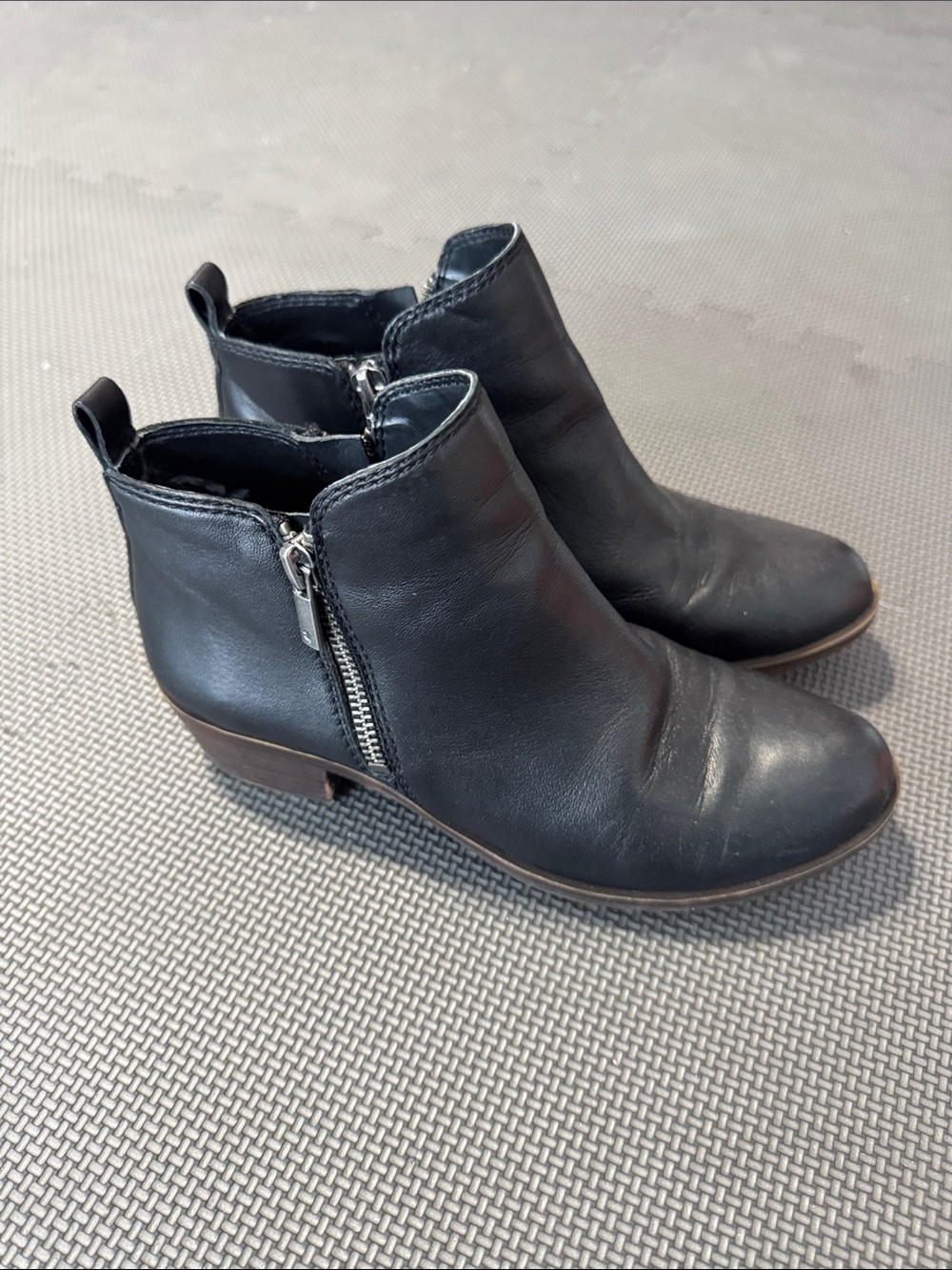 Lucky Brand Women's Black Leather Ankle Boots with Side Zip